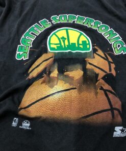Vintage Style Starter Seattle Supersonics Singlestich Tshirt Hoodie Crewneck Sweatshirt Reprinted Full Color Full Size Gifts for NBA Fans