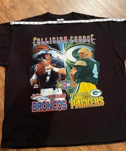 Vintage Style Starter Super Bowl Xxxii 1998 Broncos Packers Tshirt Pullover Hoodie Crewneck Sweatshirt Reprinted Full Color Full Size Gifts For NFL Fans