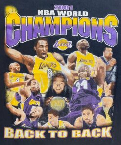 Vintage Style Style 2001 Los Angeles LA Lakers NBA Champion Rap Tshirt Sweatshirt Hoodie Crewneck Sweatshirt Pullover Reprinted Full Color Full Size Gifts for NBA Fans