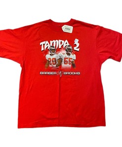 Vintage Style Tampa Bay Buccaneers Barber & Brooks Tshirt Pullover Hoodie Crewneck Sweatshirt Reprinted Full Color Full Size Gifts For NFL Fans
