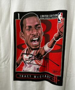 Vintage Style Tracy Mcgrady Houston Rockets Tshirt Hoodie Crewneck Sweatshirt Reprinted Full Color Full Size Gifts for NBA Fans