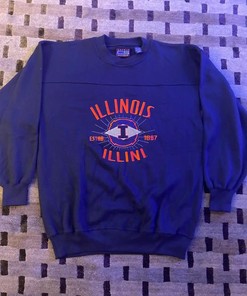Vintage Style Uiuc Fighting Illini T-Shirt Sweatshirt Pullover Hoodie Reprinted Full Color Full Size Gift For NCAA Fans