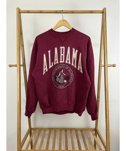 Vintage Style University Of Alabama Crimson Tide Crest T-Shirt Sweatshirt Pullover Hoodie Reprinted Full Color Full Size Gift For NCAA Fans