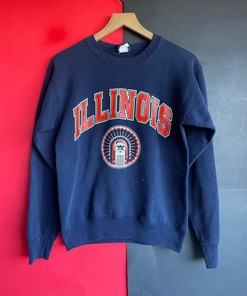 Vintage Style University Of Illinois T-Shirt Sweatshirt Pullover Hoodie Reprinted Full Color Full Size Gift For NCAA Fans