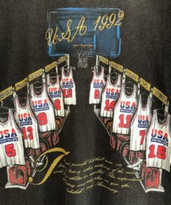 Vintage Style Usa 1992 Basketball Dream Team Tshirt Hoodie Crewneck Sweatshirt Reprinted Full Color Full Size Gifts for NBA Fans