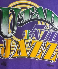 Vintage Style Utah Jazz NBA Tshirt Sweatshirt Hoodie Crewneck Sweatshirt Pullover Reprinted Full Color Full Size Gifts for NBA Fans