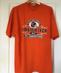 Vintage Style Virginia Tech 2004 Acc Champions T-Shirt Sweatshirt Pullover Hoodie Reprinted Full Color Full Size Gift For NCAA Fans
