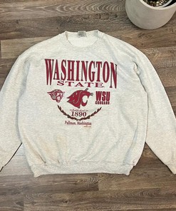 Vintage Style Washington State University Cougars T-Shirt Sweatshirt Pullover Hoodie Reprinted Full Color Full Size Gift For NCAA Fans