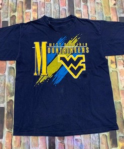 Vintage Style West Virginia Mountaineers T-Shirt Sweatshirt Pullover Hoodie Reprinted Full Color Full Size Gift For NCAA Fans