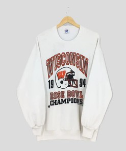 Vintage Style Wisconsin Rose Bowl White T-Shirt Sweatshirt Pullover Hoodie Reprinted Full Color Full Size Gift For NCAA Fans