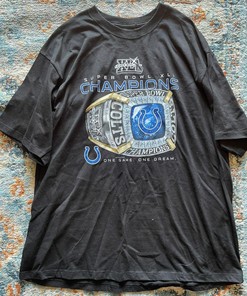 Vintage Style Y2K Indianapolis Colts Champions Tshirt Pullover Hoodie Crewneck Sweatshirt Reprinted Full Color Full Size Gifts For NFL Fans