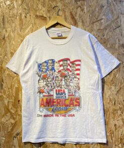 Vintage Style1992 Basketball America Team By Anvil Tshirt Pullover Hoodie Crewneck Sweatshirt Reprinted Full Color Full Size Gifts for NBA Fans