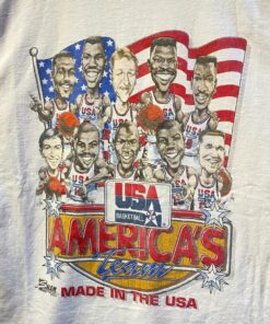 Vintage Style1992 Basketball America Team By Anvil Tshirt Pullover Hoodie Crewneck Sweatshirt Reprinted Full Color Full Size Gifts for NBA Fans