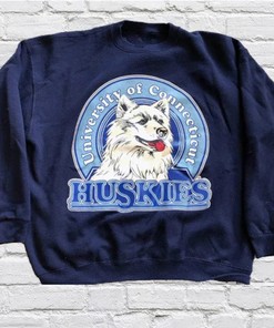 Vintage UConn Huskies Logo Sweatshirt, University Of Connecticut, NCAA Basketball, Unisex T-shirt Sweater Hoodie Gifts for Fans