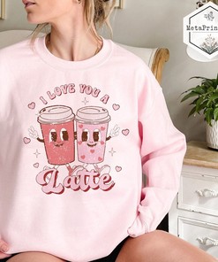 Vintage Valentine Sweatshirt, Retro Latte Shirt, Latte Valentine Shirt, Couples Shirt, Coffee Lover Gift, Couples Matching Shirt