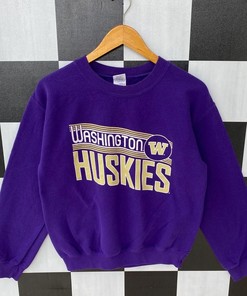 Vintage Washington Huskies Sweatshirt, Jumper Washington Huskies Crewneck, Big Logo Washington Huskies Pullover Shirt