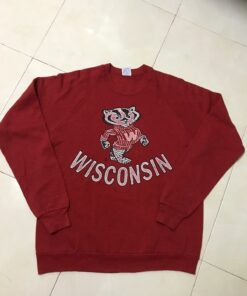 Vintage Wisconsin Badger’s Big Spell Out Tshirt Pullover Hoodie Crewneck Sweatshirt Reprinted Full Color Full Size Gifts for NBA Fans