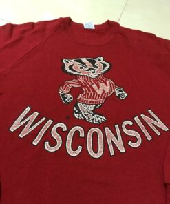 Vintage Wisconsin Badger’s Big Spell Out Tshirt Pullover Hoodie Crewneck Sweatshirt Reprinted Full Color Full Size Gifts for NBA Fans