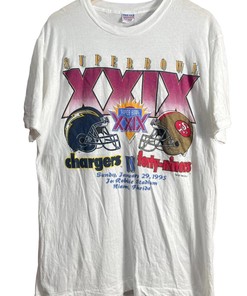 Vtg Style Chargers Vs 49Ers Super Bowl Xxix '95 Gracphic Tshirt Pullover Hoodie Crewneck Sweatshirt Reprinted Full Color Full Size Gifts For NFL Fans