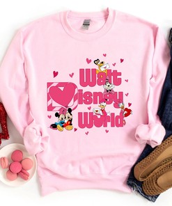 Walt Disney World Valentine Sweatshirt Disney With Heart Valentine's Day Shirt Cute Disney Unisex T-Shirt Gift For Men Women Couple