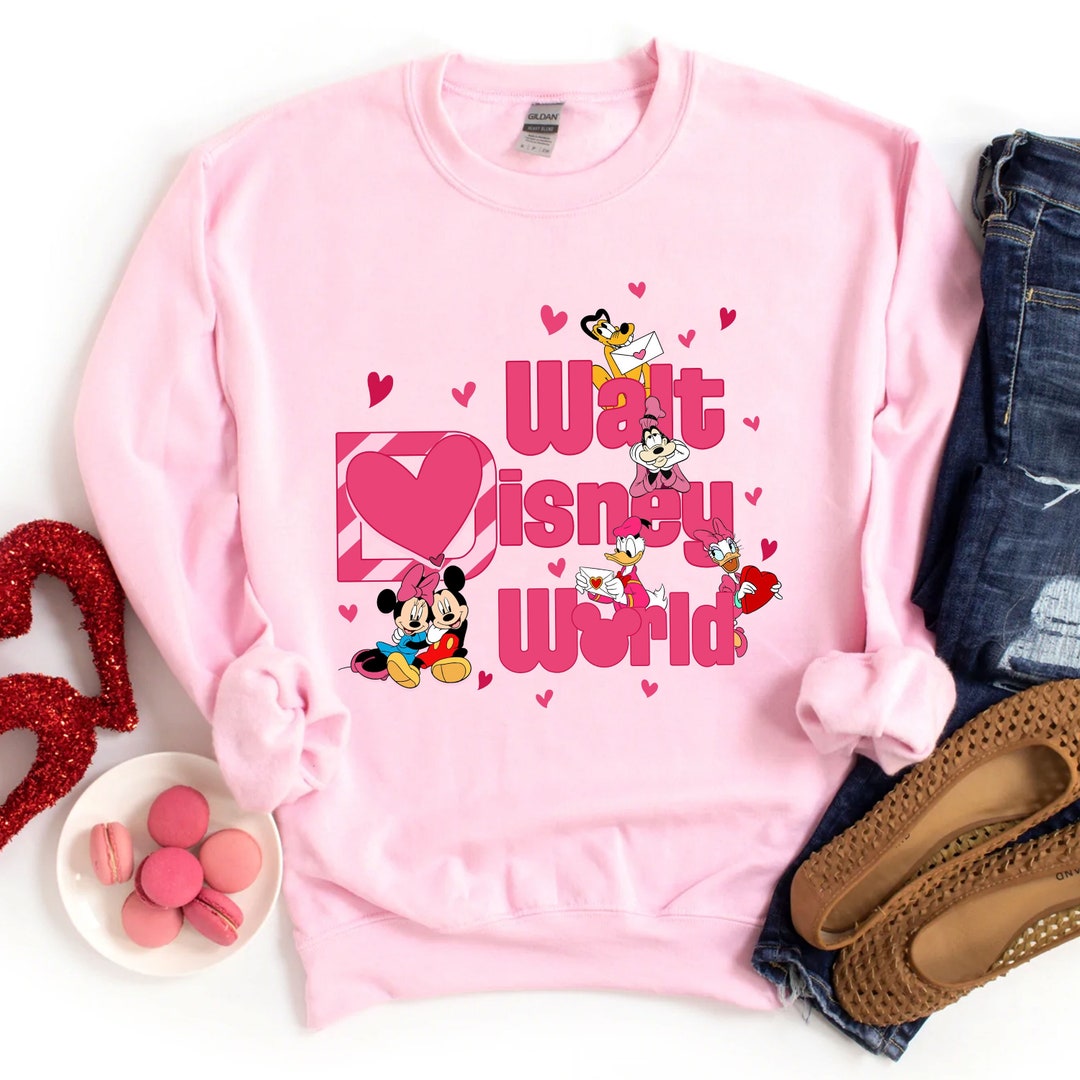 Walt Disney World Valentine Sweatshirt Disney With Heart Valentine's Day Shirt Cute Disney Unisex T-Shirt Gift For Men Women Couple