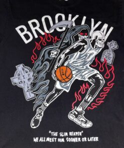 Warren Lotas x Brooklyn Nets “The Slim Reaper” Exclusive Tshirt Hoodie Crewneck Sweatshirt Reprinted Full Color Full Size Gifts for NBA Fans