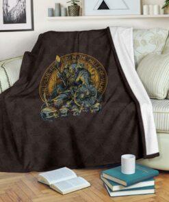 Warrior Viking Shield Skull Sherpa Fleece Blanket Gifts for Viking Lovers