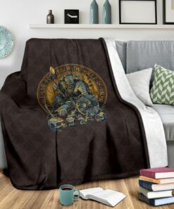 Warrior Viking Shield Skull Sherpa Fleece Blanket Gifts for Viking Lovers