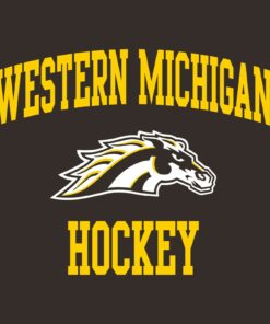 Western Michigan Broncos Arch Logo Hockey Shirt Sweatshirt Pullover Hoodie Reprinted Full Color Full Size