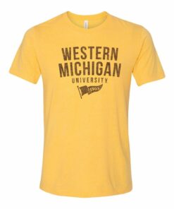 Western Michigan Broncos Year Banner Triblend Shirt Sweatshirt Pullover Hoodie Reprinted Full Color Full Size
