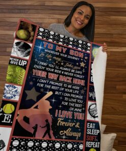 Whenever Your Journey In Life Baseball Dad To Son Fleece Blanket Sherpa Blanket