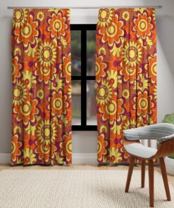 Window Curtains in Mid Century Modern Groovy Hippie