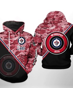 Winnipeg Jets Nhl Camo Team 3D All Over Print Zip Up Hoodie Option