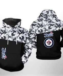 Winnipeg Jets Nhl Camo Veteran 3D All Over Print Zip Up Hoodie Option