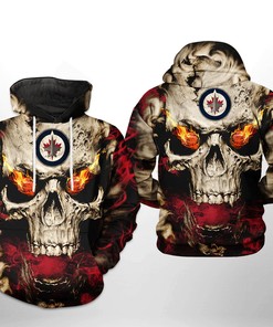 Winnipeg Jets Nhl Skull 3D All Over Print Zip Up Hoodie Option