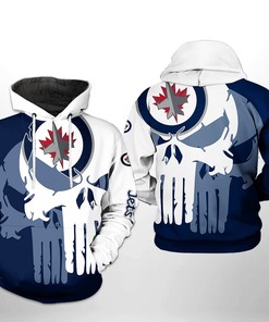 Winnipeg Jets Nhl Team Skull 3D All Over Print Zip Up Hoodie Option