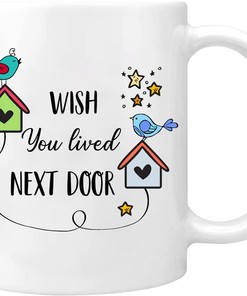 Wish You Lived Next Door Mug - Perfect Gift for Best Friends, Sisters, Long Distance Friendship, Christmas, and Moving Away