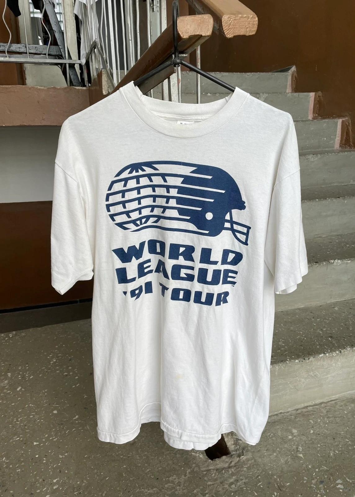 World Legue 1991 Tour Usa Network NFL Tshirt Pullover Hoodie Crewneck Sweatshirt Reprinted Full Color Full Size Gifts For NFL Fans