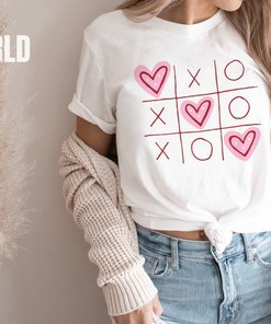 Xo Heart Valentine T-Shirt, Funny Xo Sweatshirt, Cute Tic Tac Toe Unisex Tees, Valentine's Day Shirt, Valentines Gift For Her.