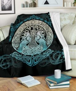 Yggdrasil and Ravens Viking Blanket