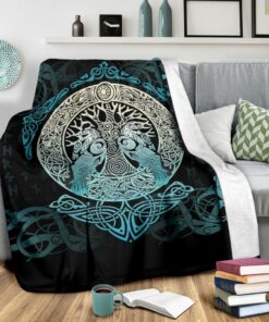 Yggdrasil and Ravens Viking Blanket