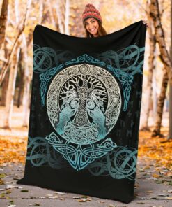 Yggdrasil and Ravens Viking Blanket