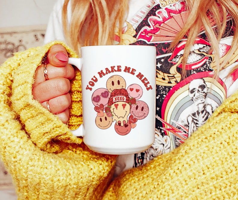 You Make Me Melt Valentines Day, Valentines Day Mug, Retro Valentines Day Mug, Retro Vday Mug
