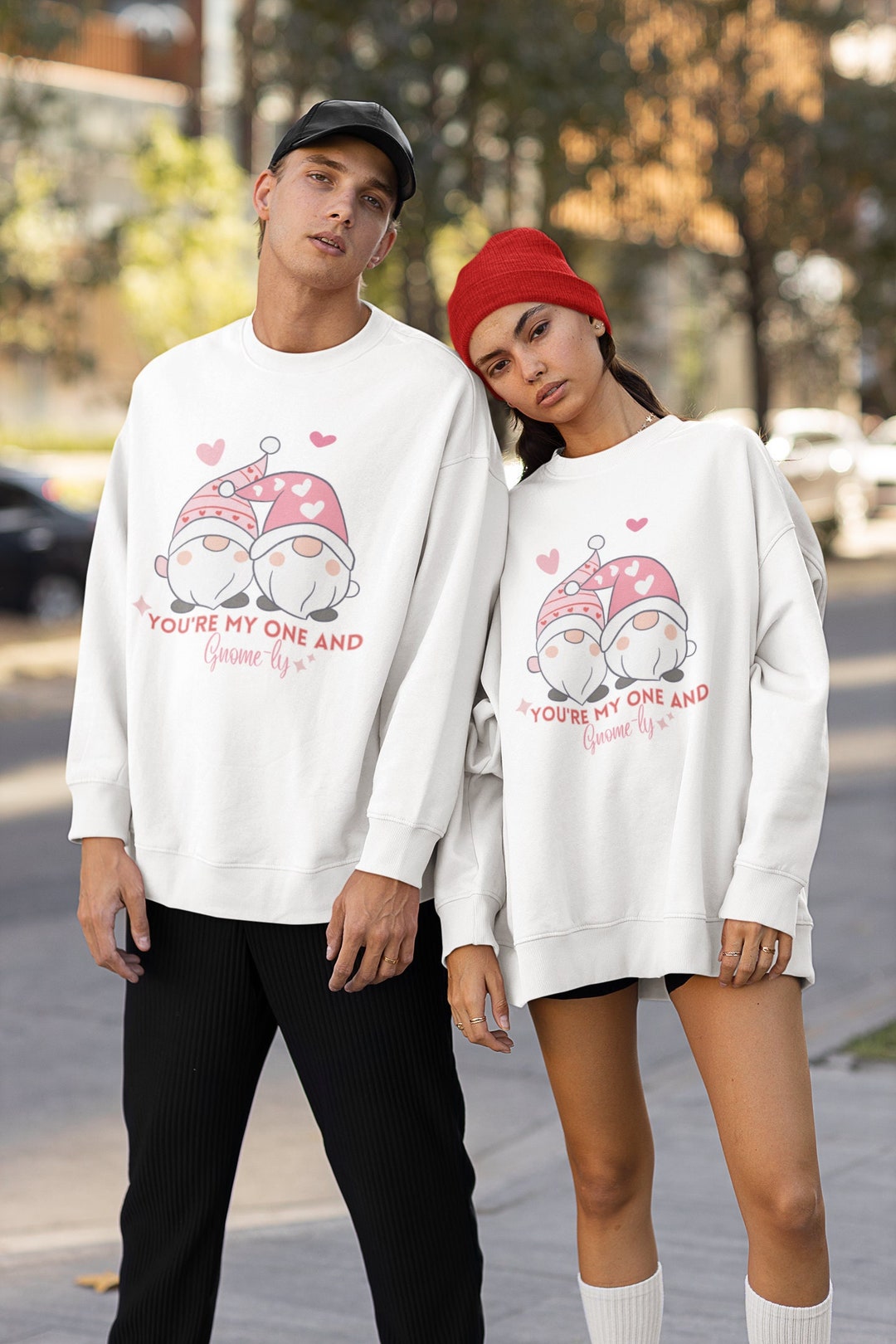You're my One and Gnome-ly, Unisex Valentines Day Sweatshirt, Womens Valentines Day Sweatshirt, Valentine Gnome Couple Sweatshirt