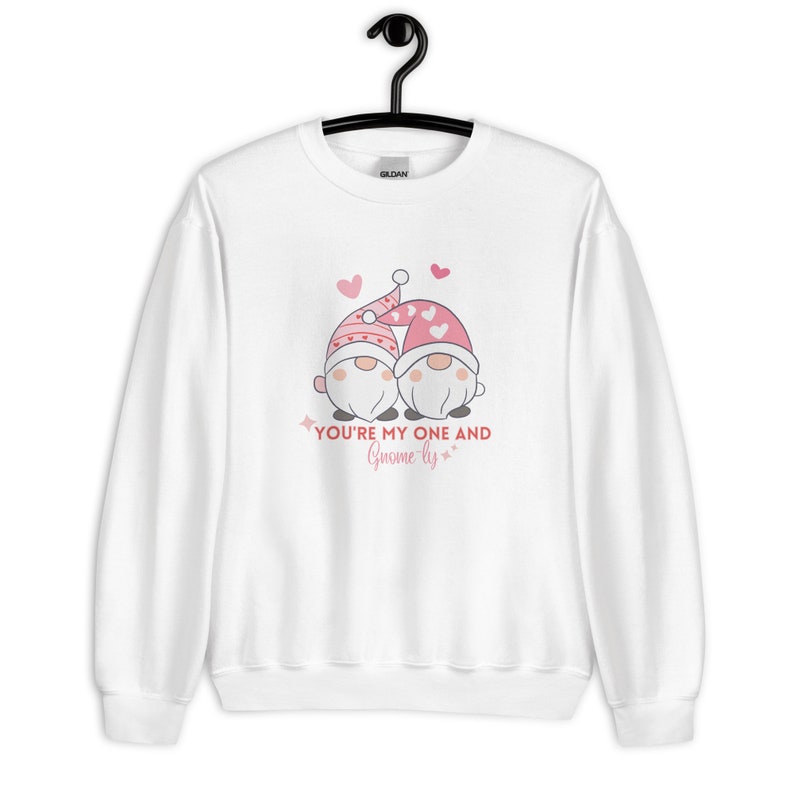 You're my One and Gnome-ly, Unisex Valentines Day Sweatshirt, Womens Valentines Day Sweatshirt, Valentine Gnome Couple Sweatshirt - Image 3