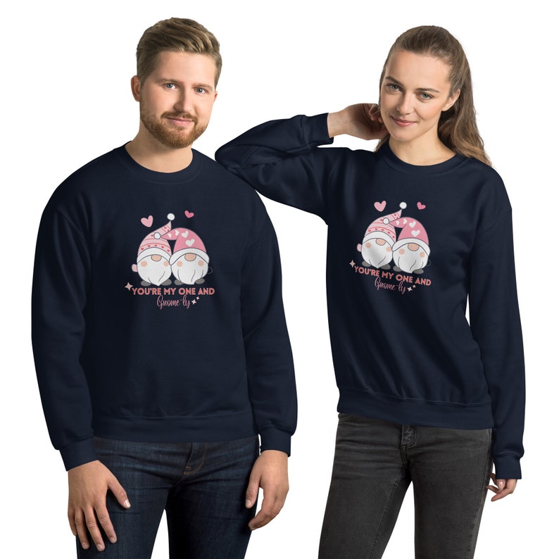 You're my One and Gnome-ly, Unisex Valentines Day Sweatshirt, Womens Valentines Day Sweatshirt, Valentine Gnome Couple Sweatshirt - Image 4