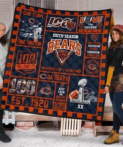 100Th Chicago Bears Anniversary Fan Gift Quilt