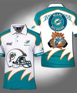 100th Nfl Miami Dolphins 3D All Over Print Polo Shirt
