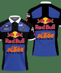 1St 3D Printed Ktm Racing Ttt-Ht Polo Shirt Ver 1 (Blue)