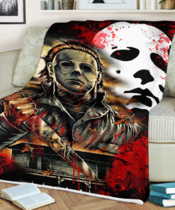 Michael Myers Horror Sherpa Fleece Blanket Gifts for Family, for Couple